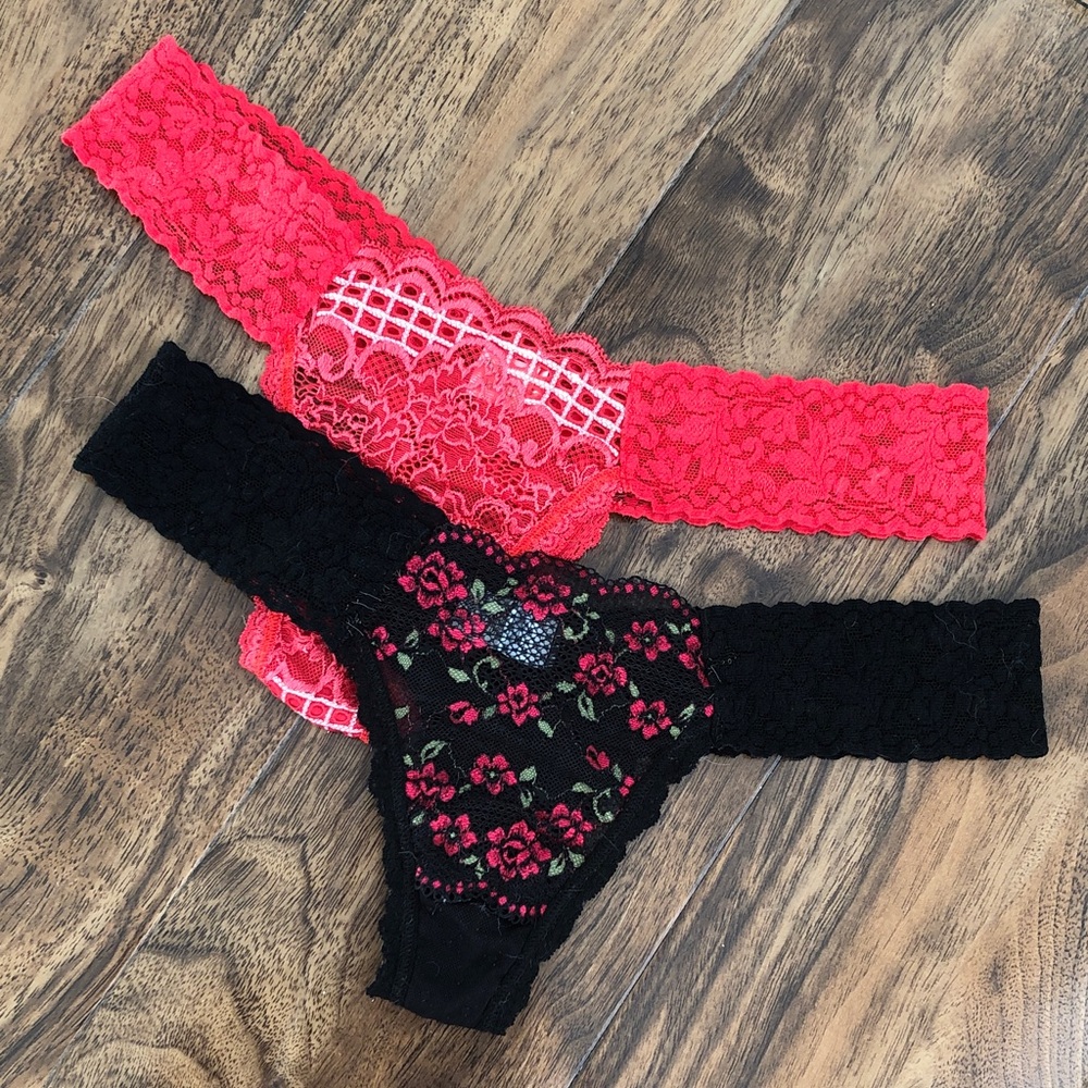 Hanky Panky Red and Black Lace Panties